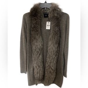 Never worn Sofia Cashmere grey sweater/cardigan. New with tags.